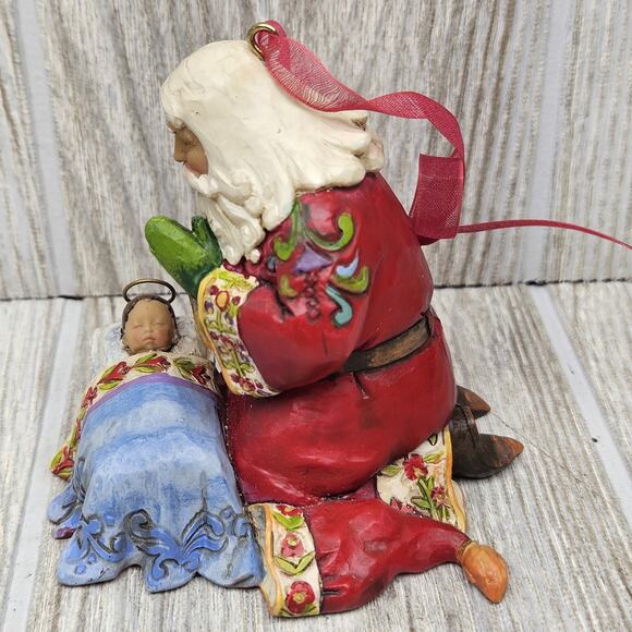 Jim‎ Shore Heartwood Creek Santa Praying Baby Jesus Nativity Ornament 4013899 - Picture 2 of 6
